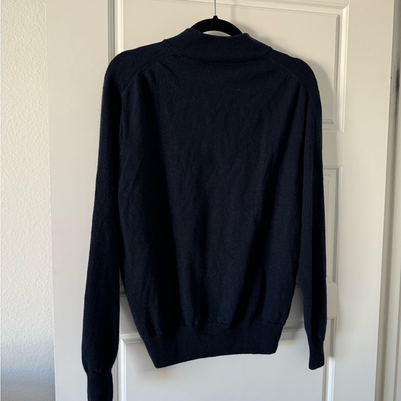 Peter Millar Quarter Zip Merino Wool Sweater in Black Size Large $275 - Picture 3 of 3
